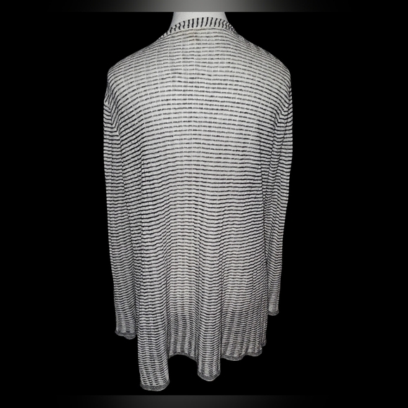 Eileen Fisher Gray Organic Linen Knit Cardigan Lightweight Open Front Sz M - Picture 3 of 15